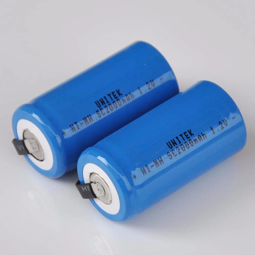 10-16PCS 1.2V SC rechargeable battery 2000mah Sub C Ni-Mh ni mh cell with welding tabs for electric