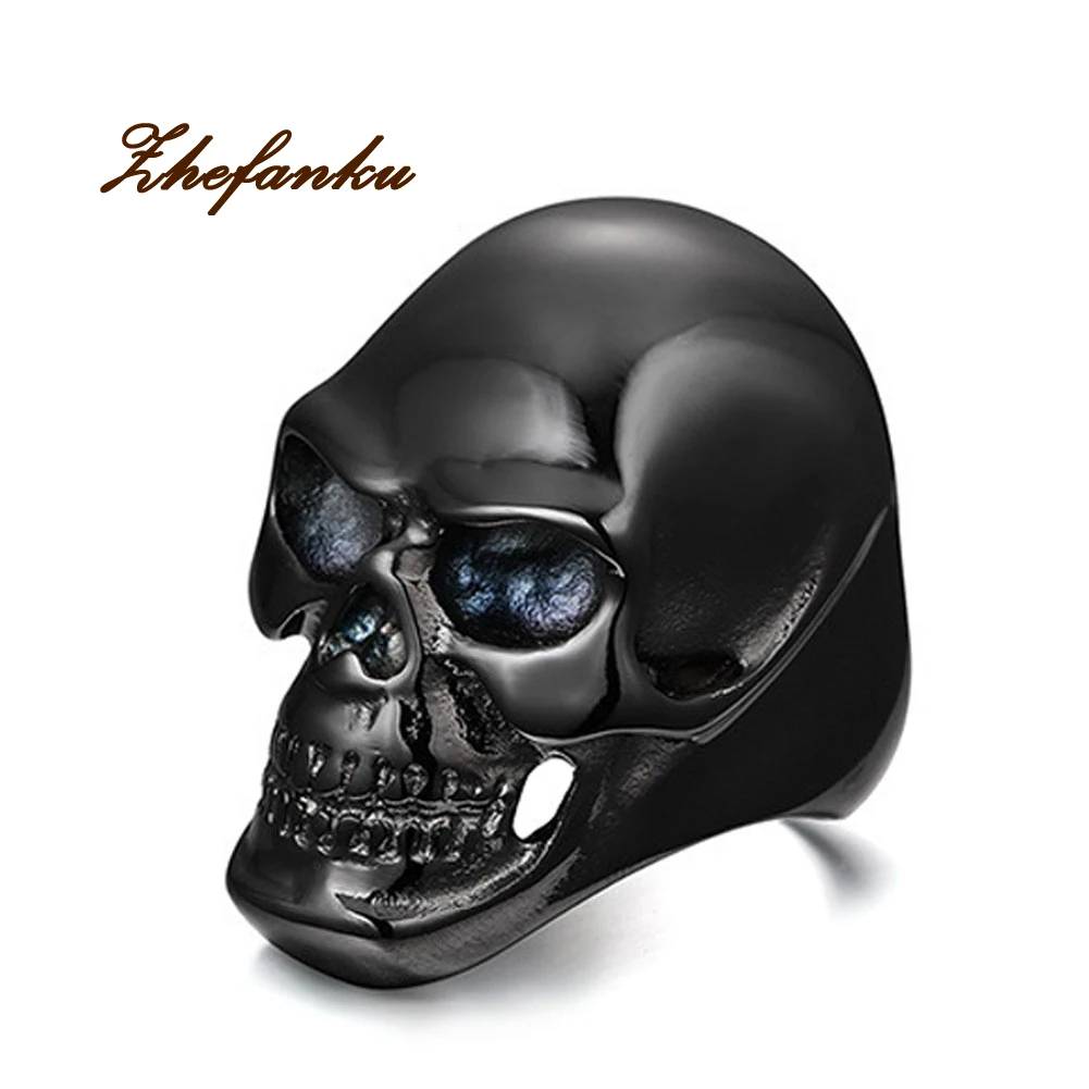

Man Finger Ring Newest Coming Gothic Men's Biker Stainless Steel Ring Fashion Black Skull Cool