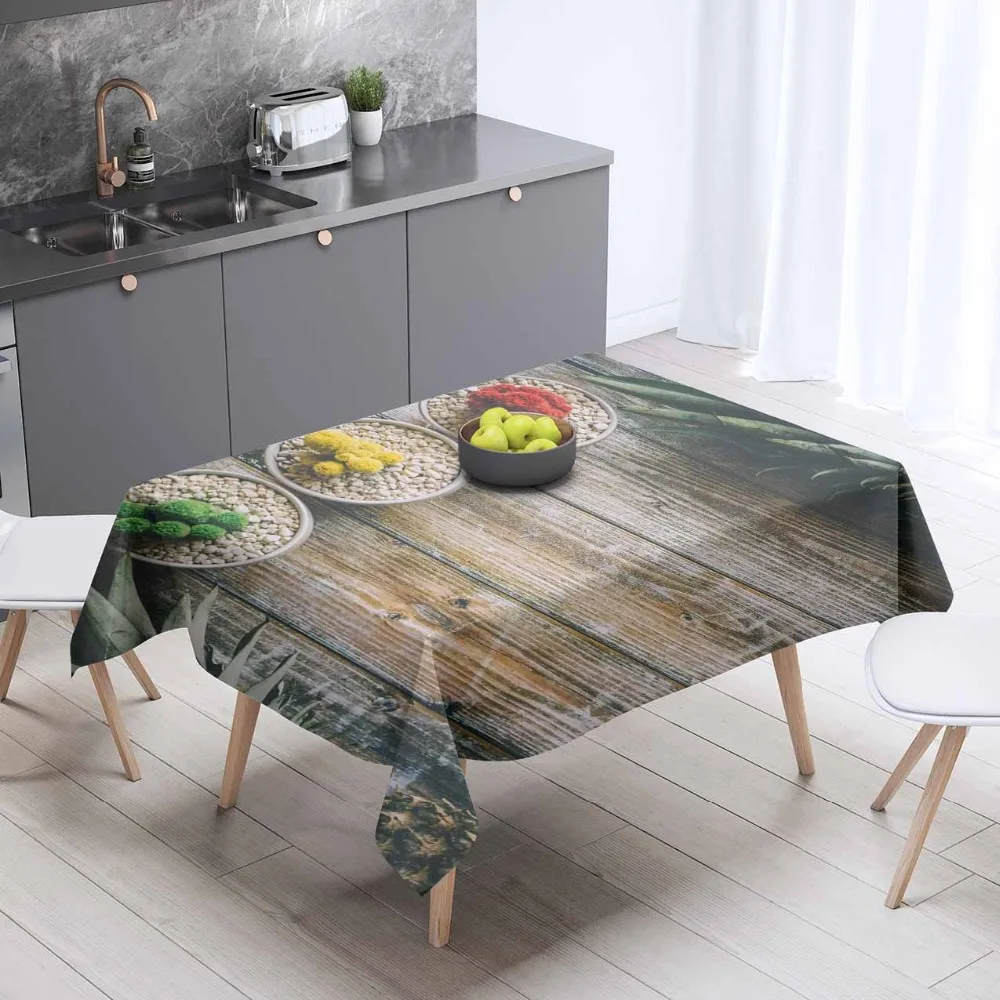 

Else Tropical Pineapple Aging Brown Wood 3d Print Washable Dustproof Thicken Cotton Cloth Rectangular Square Kitchen Tablecloth