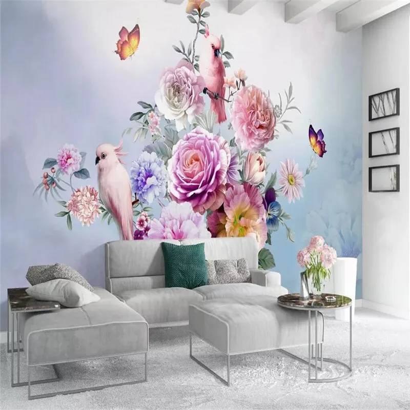 Modern minimalist court white peony decorative painting wall custom high-end mural factory wholesale wallpaper mural photo wall Modern minimalist court white peony decorative painting wall custom high-end mural factory wholesale wallpaper mural photo wall