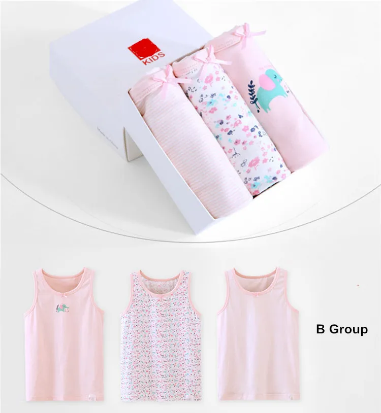 Children Girls Cotton Bowknot Underwear Vests 15