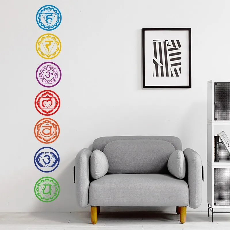 

7Pcs/Set Chakras Wall Stickers Mandala Yoga Meditation Symbol PVC Removable Wall Decals Murals Wallpaper Home Wall Decoration