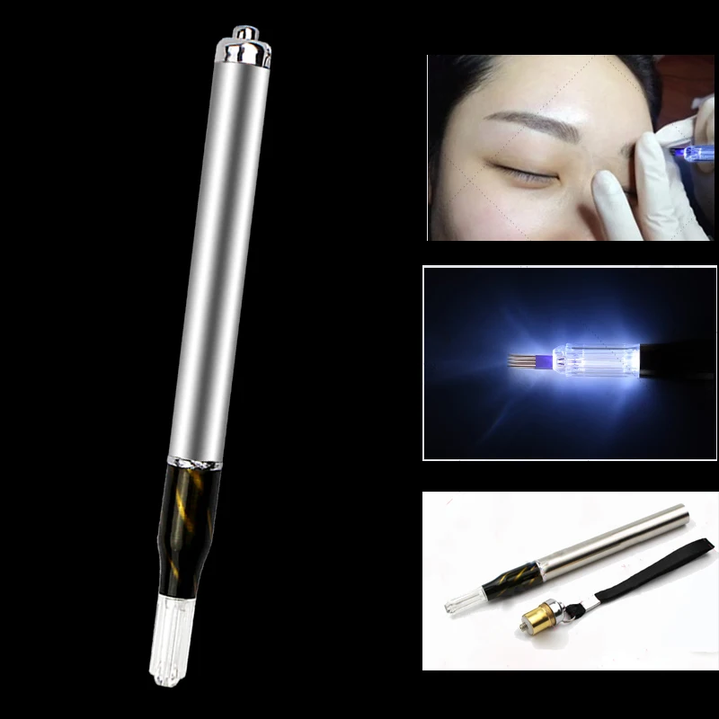 

New Microblading Pen With Light Multifunction Needle Blade Manual Tattoo Machine For Permanent Makeup Eyebrow Munsu Tebori 2017