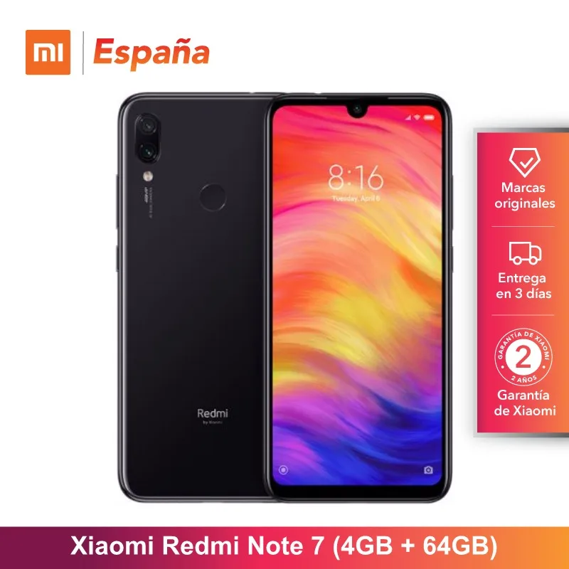 [Versión Global para España] Xiaomi Redmi Note 7 (Memoria interna de 64GB RAM de 4GB, Camara dual trasera de 48 MP)