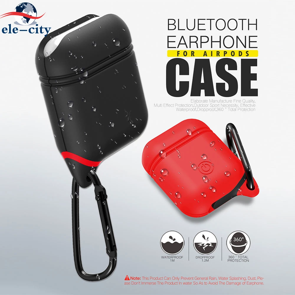 New Waterproof Silicone Case Bluetooth Wireless Earphone Protective Skin Cover For Apple AirPods Charging Box with Hook Nonslip