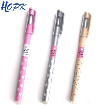 

3 Pcs/ Set Heart Dots Erasable Pen Blue / Black Ink Ballpoint Pen 0.38mm For School Office Writing Supply Kids Stationery