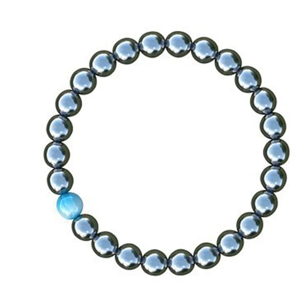 1 шт. черный крутой браслет бусины гематит камень терапия здравоохранения
