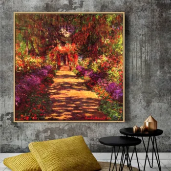 

Path in Monets Garden in Giverny Claude Monet Famous Old Impressionist Artist Original Canvas Painting Print Wall Art Decoration