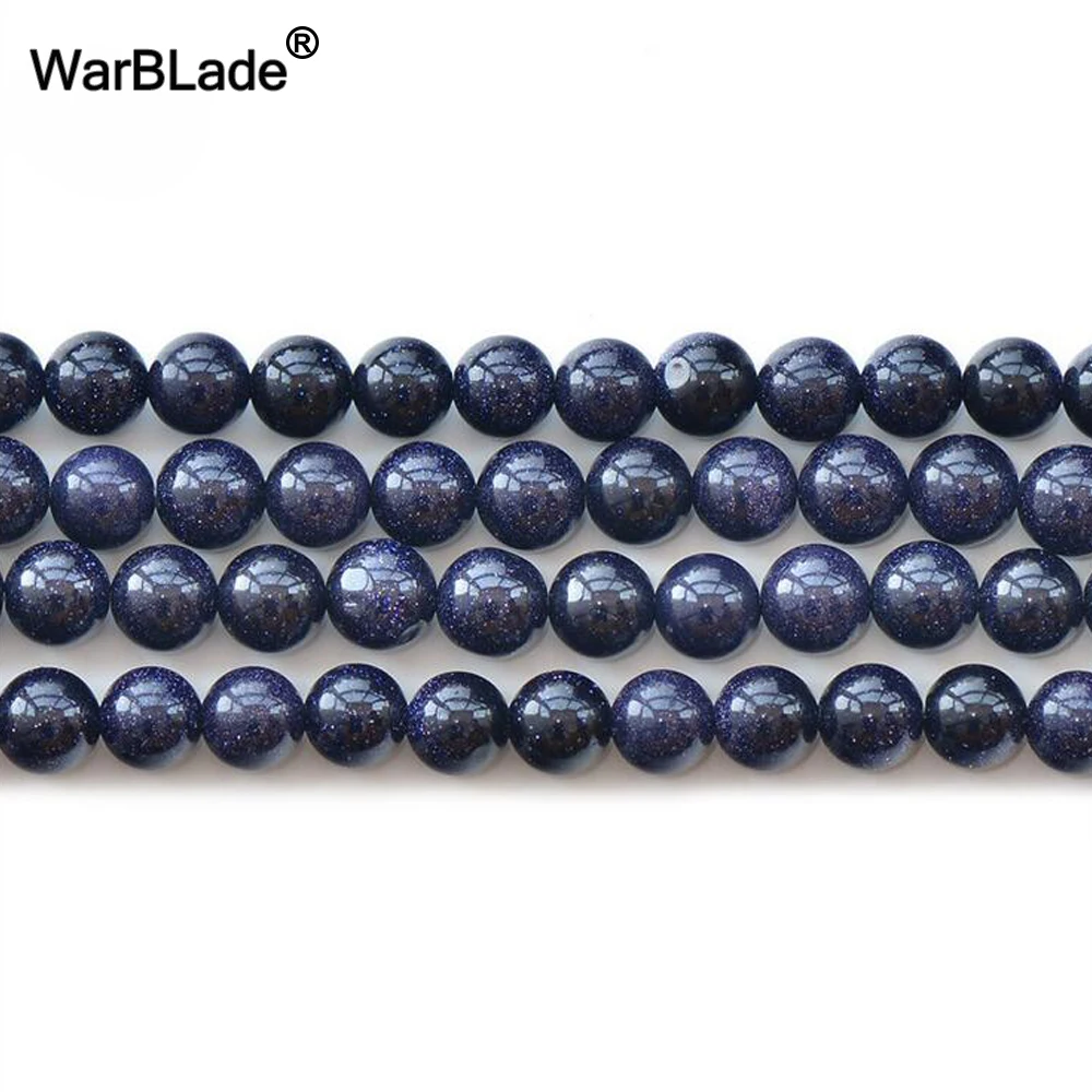 

WarBLade Natural Stone Blue Sand Stone Beads Round Blue Sunstone Loose Beads 6mm 8mm 10mm 12mm For Jewelry Making DIY Bracelet