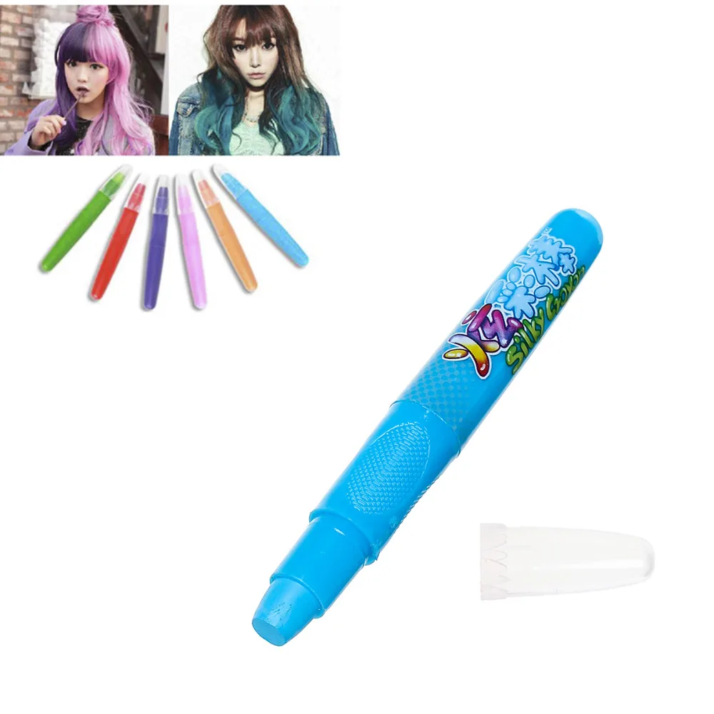 Make Up Hair Color Crayon Cosmetic Temporary Washable Pink Red Blue Orange Purple 13.1cm(5 1/8