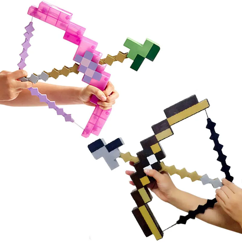 

Minec toy pixel Mosaic Mine bow and arrow sword pickaxe set of plastic assembled set of children's toy game