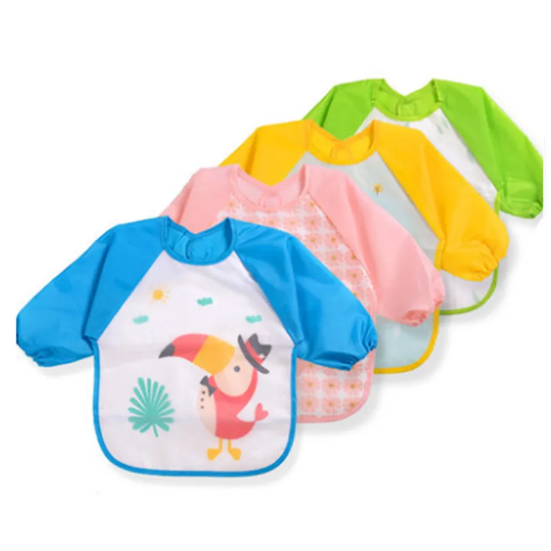 Long Sleeve Baby Bibs Waterproof Infant Burp Cloths Toddler Feeding