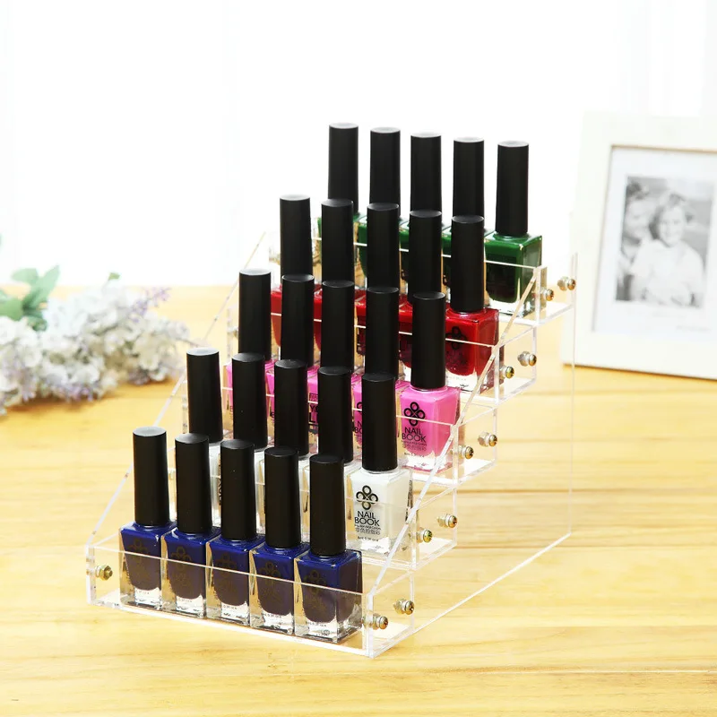 New Five Layers Clear Acrylic Nail Polish Storage Rack Lipstick Holder Cosmetic Organizer Makeup
