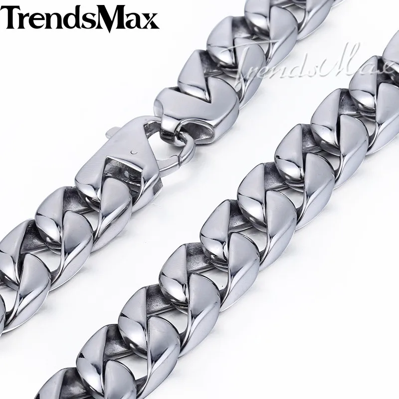 Тяжелая Мужская цепь Trendsmax 13 мм ожерелье для мальчиков гладкая панцирная