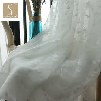 

280cm Wide White Flowers Embroidery Sheer Curtain Fabrics Shower Window Curtains Cloth Drapes Fabric Tulle Fabric by Sew Crane