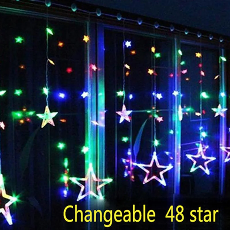

2M Christmas LED Lights AC 110-220V Romantic Fairy Star LED Curtain String Lighting For Holiday Wedding Garland Party Decoration