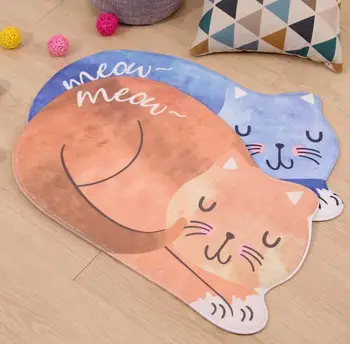 

40*60CM soft plush flannel cat rug carpet bathroom mat doormat living room decorative household