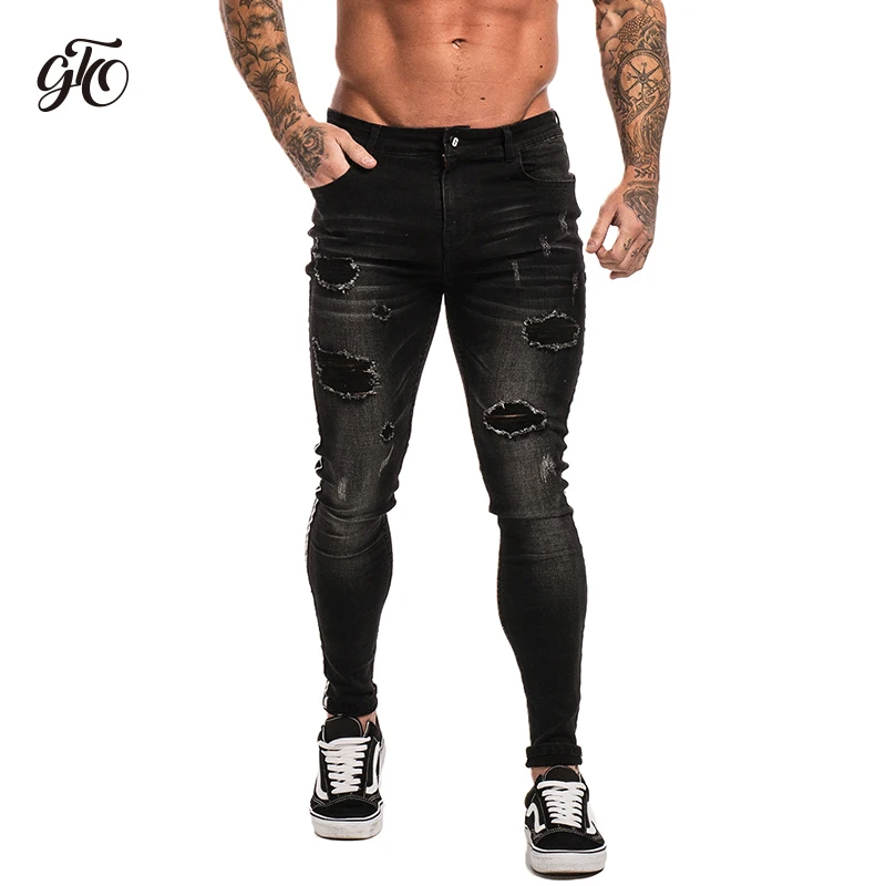 Gingtto Skinny Jeans For Men Black Jeans Distressed Stretch Slim Fit ...