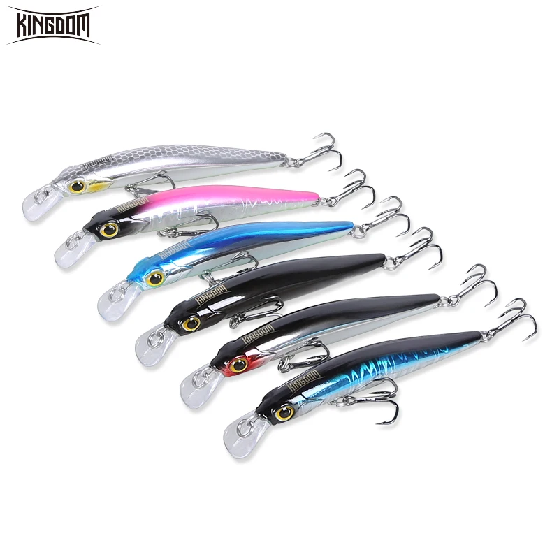 

KINGDOM 2019 New fishing Lures 6pcs/lots 80mm 9g 105mm 18.6g Sinking Jerkbaits Wobbles High Quality Minnow Hard Baits model 9506
