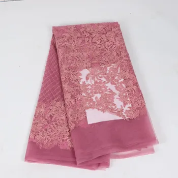 

French lace fabric 2020 Embroidery high quality African Tulle lace fabrics Embroidered Mesh lace fabric for Wedding Dress Hk36-2