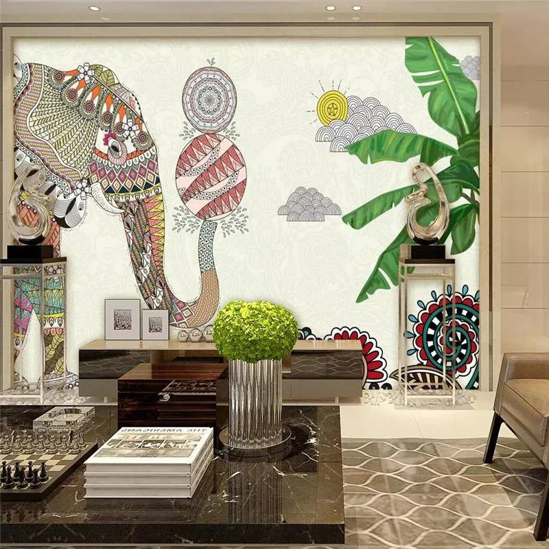 Hand-painted Thai elephant bar restaurant wall professional production mural wholesale wallpaper mural poster photo wall Hand-painted Thai elephant bar restaurant wall professional production mural wholesale wallpaper mural poster photo wall