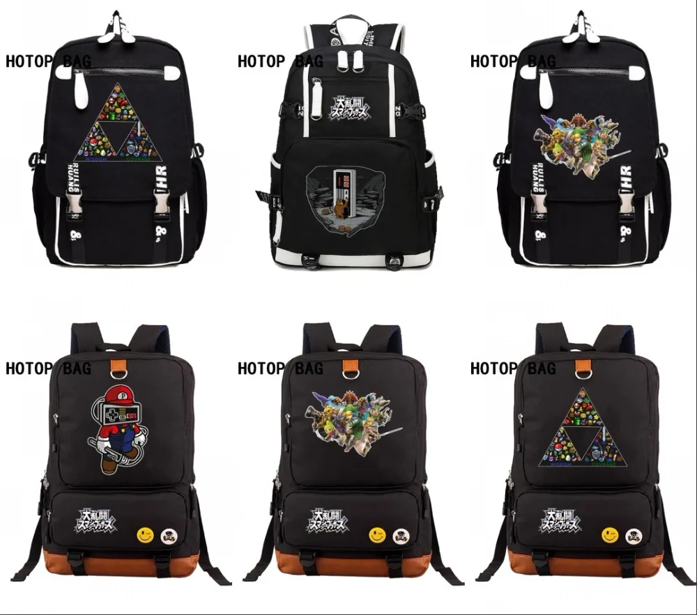 

Cartoon anime Super Smash Bros Backpack student School Bags Book Bag Miraculous Ladybug women men backpack 12 style