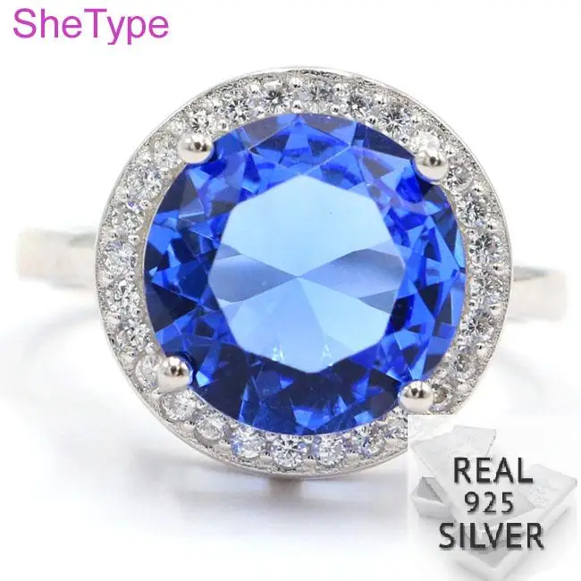 

US size 5.75# New Designed Rich Blue Violet Tanzanite White CZ Gift For Girls 925 Solid Sterling Silver Rings 20x12mm