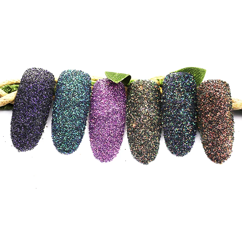 

MODELONES 6PCS/Lot Holographic Powder Magic Nail Glitters Nail Art Sequins Chrome Pigment Nail Polish equine Powder Decorations
