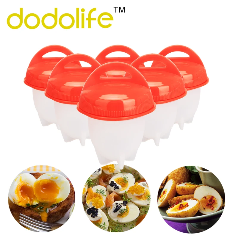 Dodolife 6Pcs/Set Silicone Egg Cooker Tools 1pcs Hard Boil Egg
