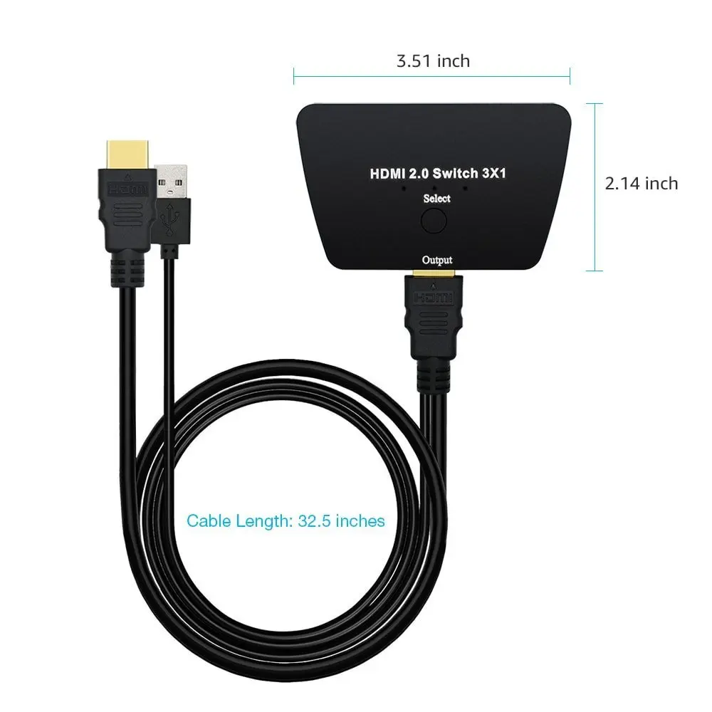 HDMI 2 0 Switch 3X1 18Gbps 3 Port HDMI 2 0 Selector 4K x 2K Switch 3