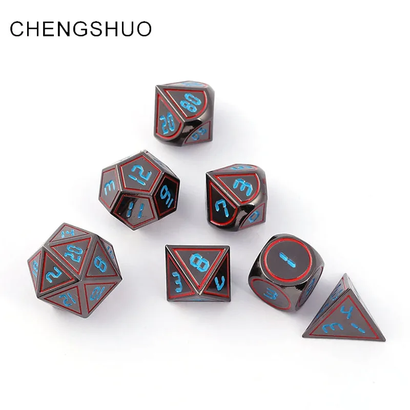 

Chengshuo dnd dice metal rpg sets polyhedral dungeons and dragons d20 10 6 8 12 table games Zinc alloy red copper dices pattern