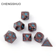 Chengshuo dnd dice metal rpg sets polyhedral dungeons and dragons d20 10 6 8 12 table games Zinc alloy red copper dices pattern 