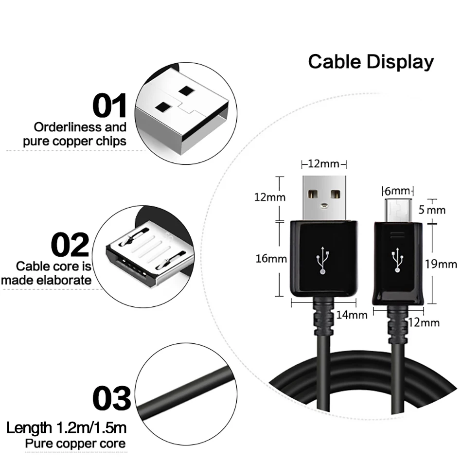 3Samsung S7 S6 edge Original Fast Car Charger 15W 9V1.67A 1.5m USB Type C Cable 2USB Quick Adapter Note2 Note4 Note5 note edge