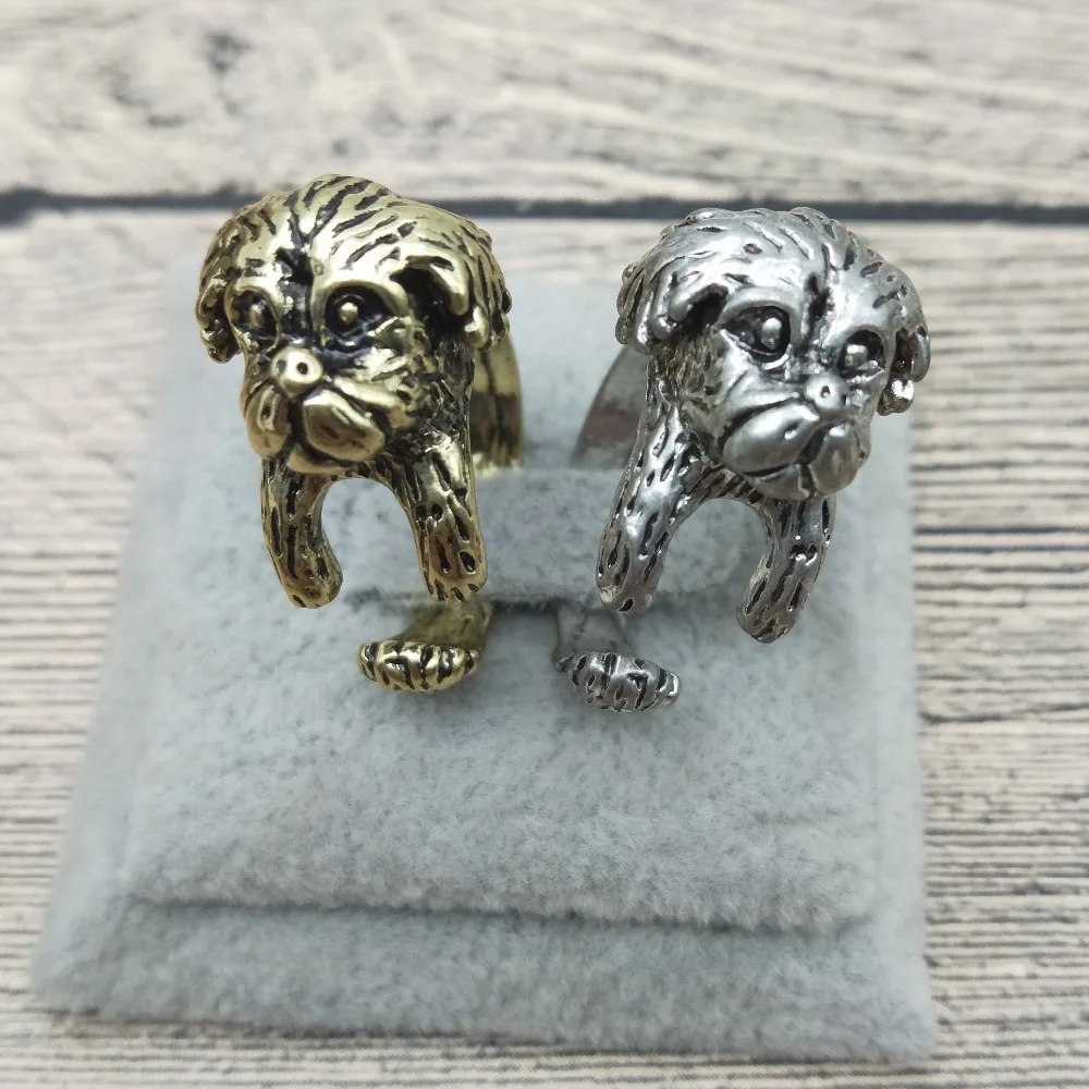 Новые винтажные Ретро-кольца Shih-tzu классические регулируемые кольца для женщин