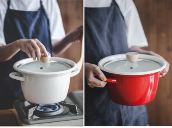 

Japanese boutique thickening enamel steamer pot milk noodle pot cooker stew soup pan hot pot electromagnetic oven gas general