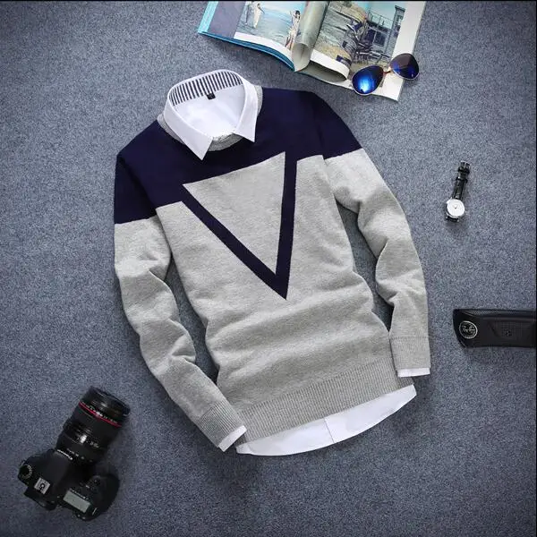 NEW casual Long-sleeved pullover sweater O-neck sweater - Цвет: Серый