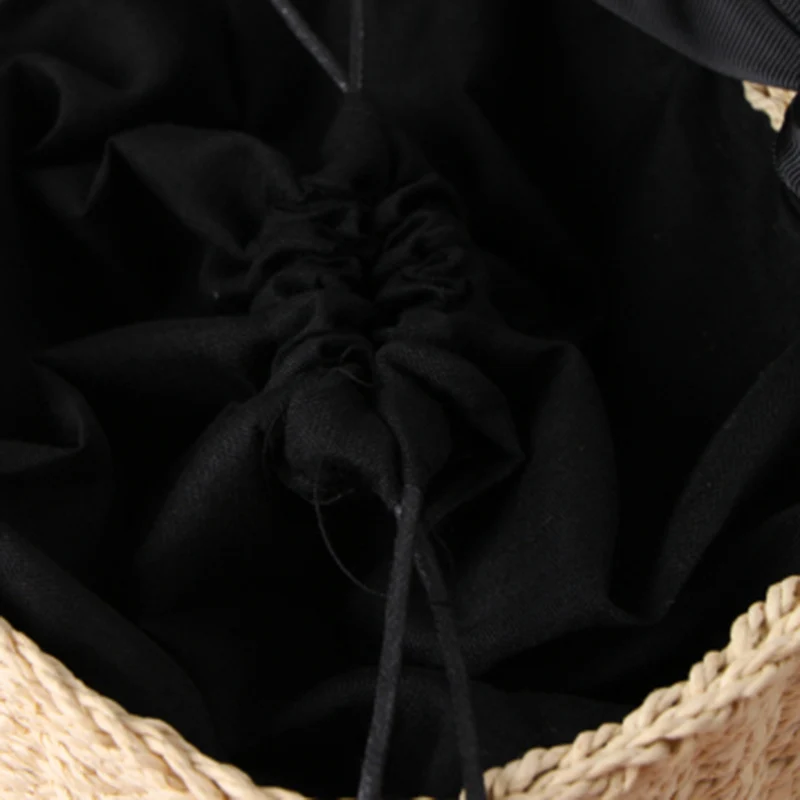 Women Handbag Summer Beach Female Ribbon Straw Bags Lady Vintage Drawstring INS Popular Basket Casual Weave Travel Tote SS3100 (6)