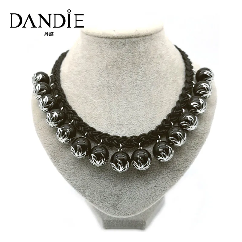 

Dandie Weave Black 18mm Acrylic Bead Necklace, Handmade Jewelry