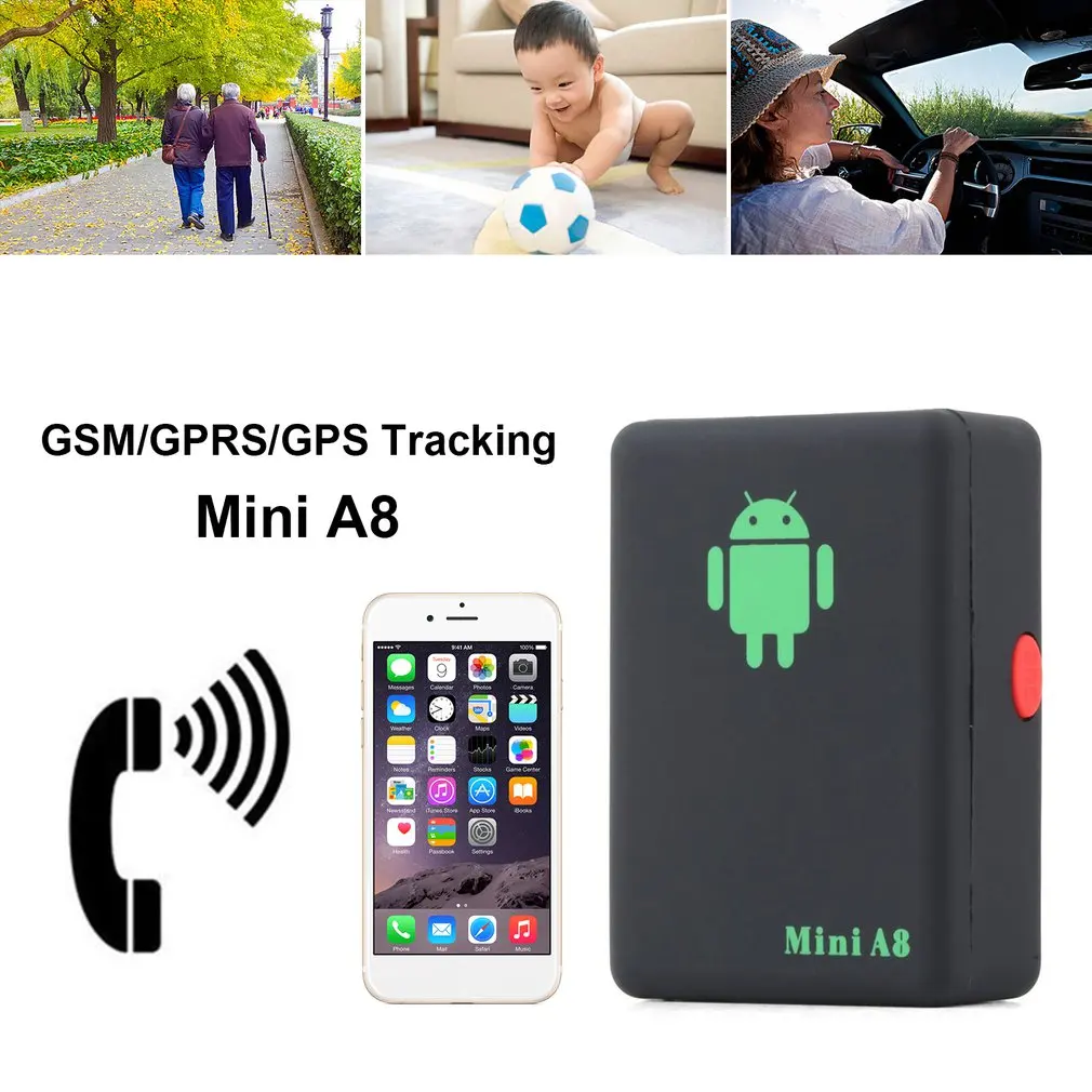 A8 Мини GSM/GPRS трекер в реальном времени GSM GPRS устройство слежения с кнопкой SOS для автомобилей детей пожилых домашних животных