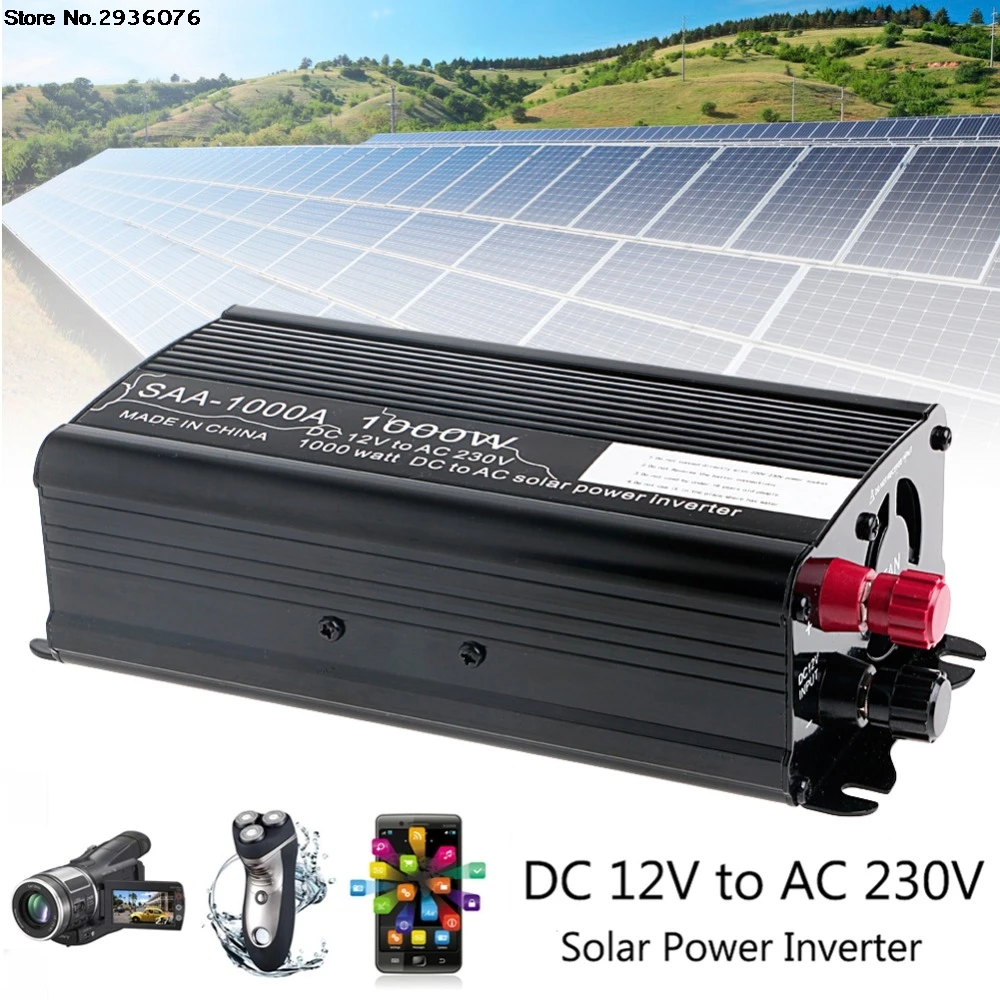 OOTDTY 2000W Solar Power Inverter Peak 12V DC To AC 230V Modified Sine