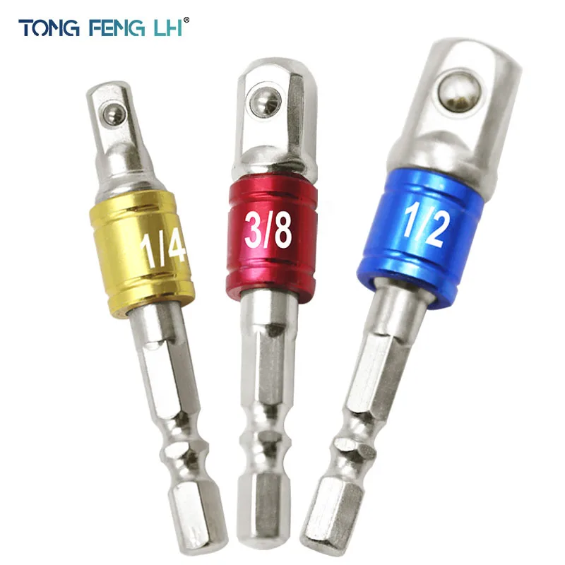 

3 Sizes Color 1/4 "3/8" 1/2 "Steel Socket Adapter Hex Shank Set Extension Drill Bits Bar Hex Bit Set Power Tools