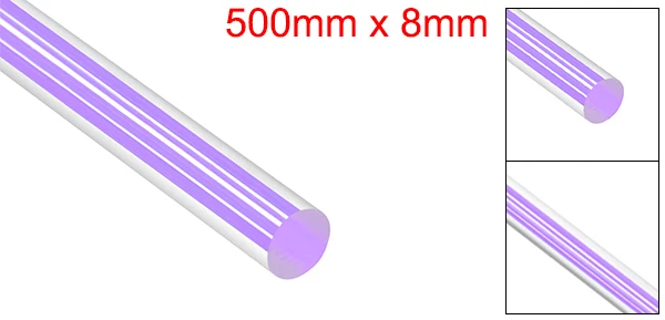 Uxcell 1 шт. 8 мм x 500 мм светильник фиолетовый/темно-синий/желтый/зеленый/розовый/темно-фиолетовый прямой/Спиральная линия акриловый Оргстекло круглый стержень - Цвет: Light PUR Straight