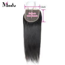 Meetu малазийские прямые волосы закрытие 5X5 дюймов швейцарская шнуровка Детские волосы натуральный цвет не Реми человеческие волосы закрытие 1 шт