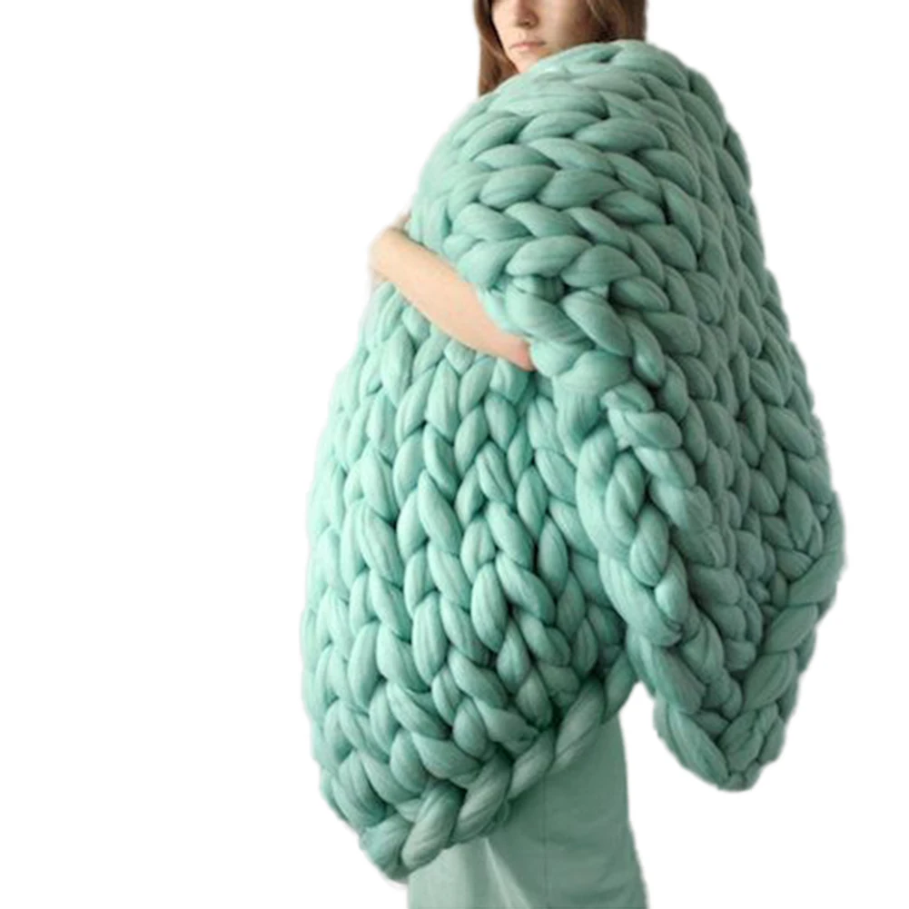 

Thick Woolen Yarn Blanket Handmade Soft Warm Knit Blanket Sleeping Mat Cover