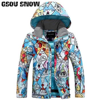 

GSOU SNOW Kids Ski jacket Snowboard Clothing Windproof Waterproof Outdoor Sport Wear Super Warm Kids Children Coat Hooded Winter