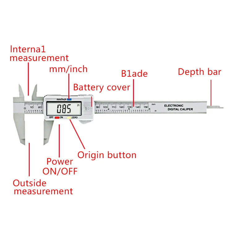 Новое поступление 150 мм 6 дюймов ЖК цифровой Электронный штангенциркуль из углеродного волокна Калибр микрометр измерительный инструмент