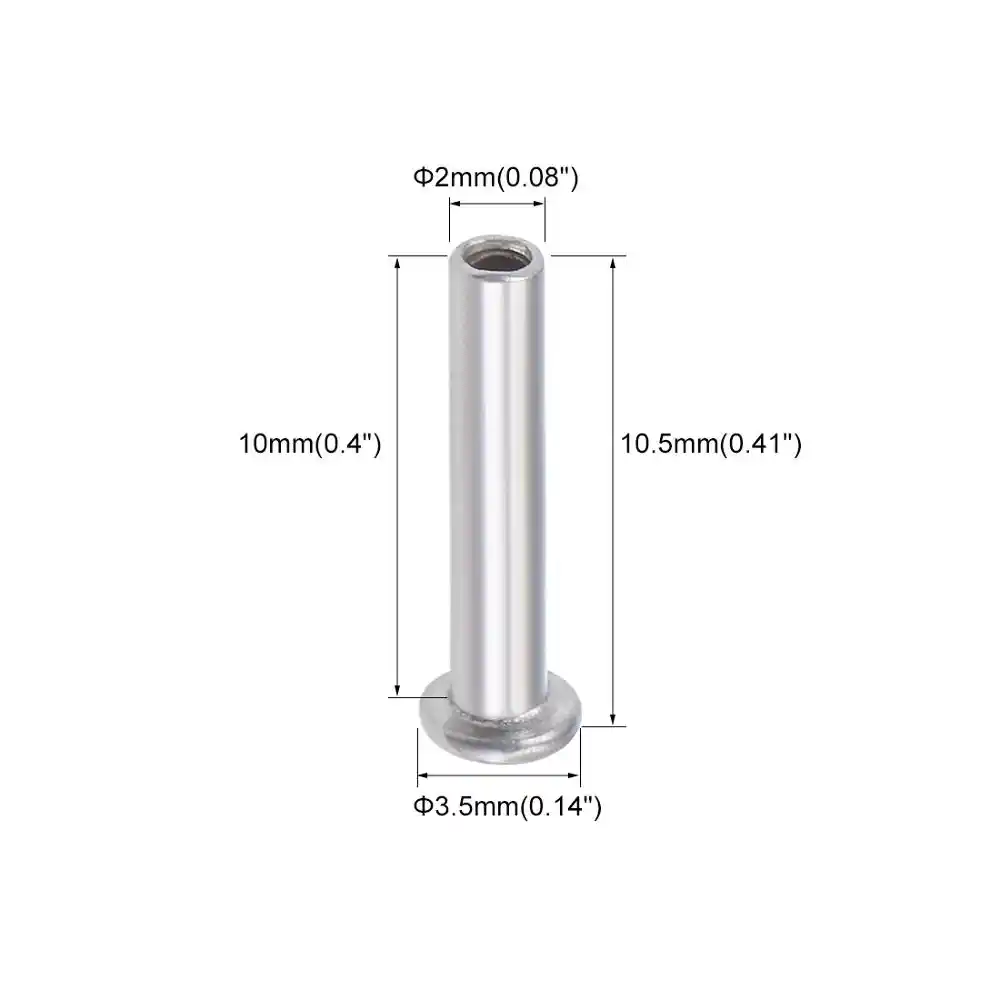 uxcell 100 Pcs 2.5mm x 5mm Aluminum Flat Head Semi-Tubular Rivets Silver Tone