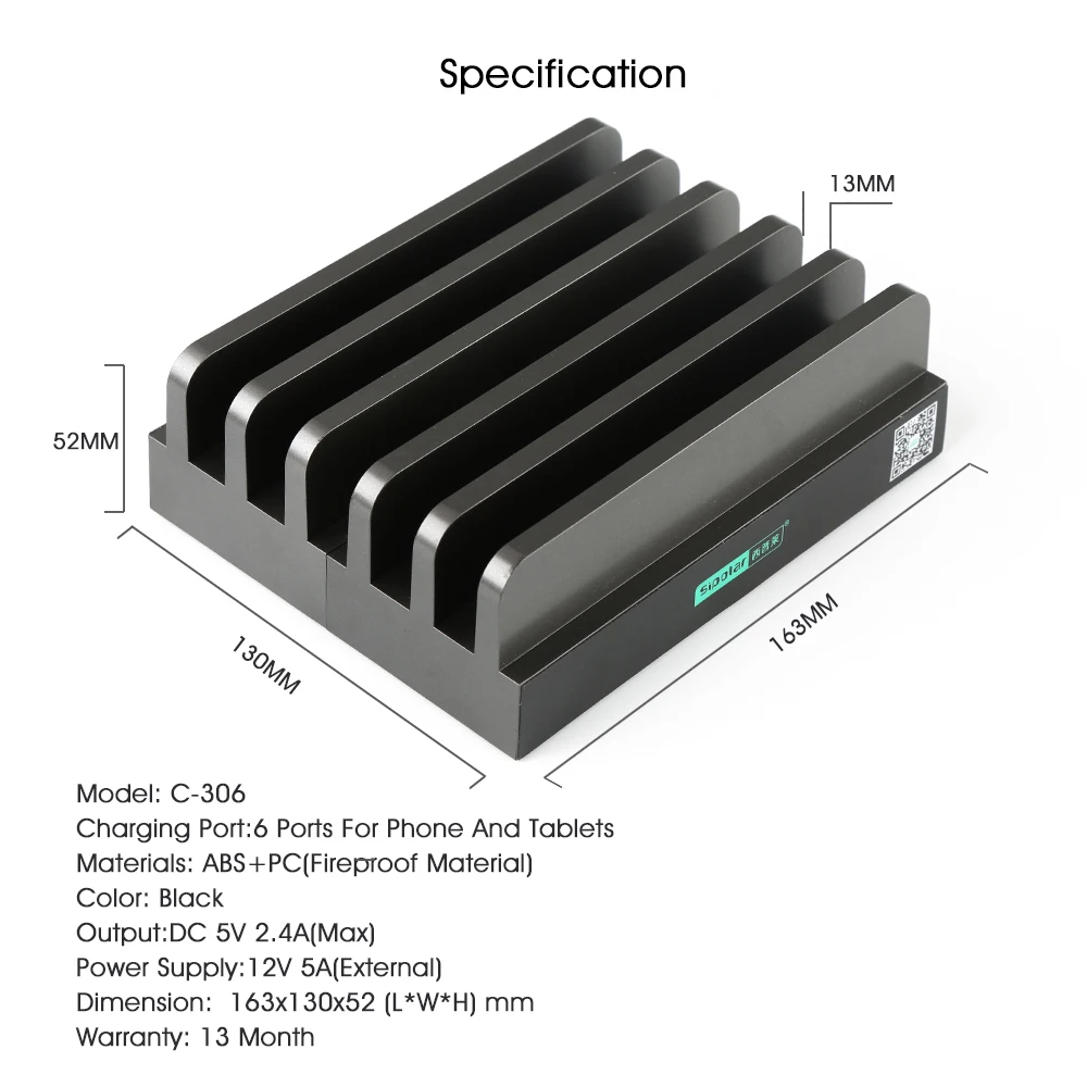 Sipolar 6 портов 2.4A выход usb зарядная подставка док-станция с 1 шт. iPhone кабель 1 шт. Android кабель 1 шт. type-c кабель для iPad