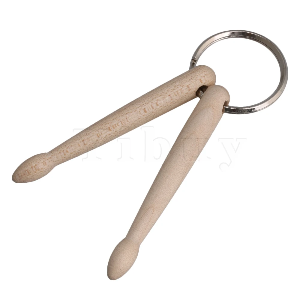 

Yibuy 8cm Mini Natural Wood Drum 2 Stick Keychain for Musical Instrument Decor
