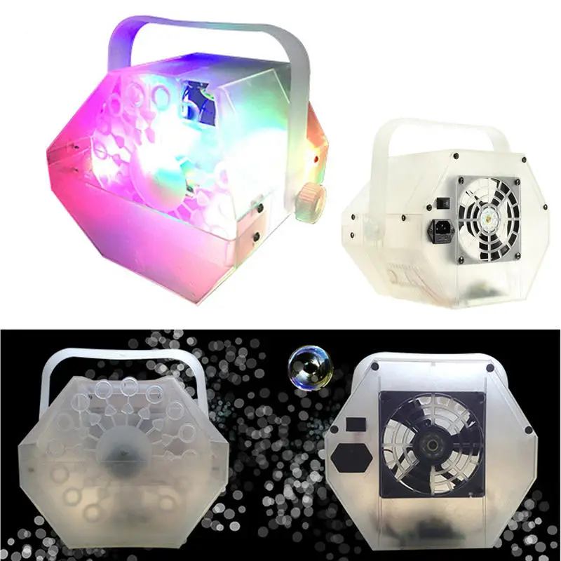 

Smuxi RGB LED Bubble Machine Maker 4 Changing LED Light AU US Standard 25W For Professional Stage/Bar/Party/Wedding